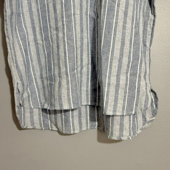 Sigrid Olsen Linen Blouse Top Women Size S Stripe Collar Oversized Loose Relaxed - Picture 3 of 11